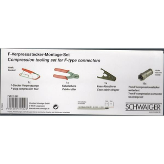 F-Stecker Kompressions-/Verpressstecker Montageset Schwaiger FVS315 261 im Koffer (Kompressionszange/-stecker/Kabelschneider)