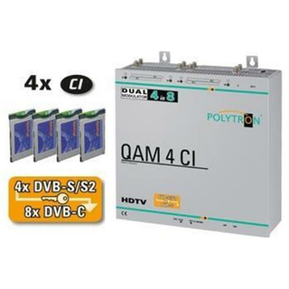 Kopfstation POLYTRON QAM 4 CI-S fr 4 Transponder auf 8 DVB-C Transponder (DVB-S/S2 Umsetzung QPSK-QAM auf DVB-C)