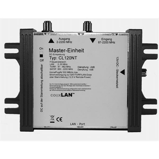 co@xLAN CL120NT Mastereinheit mit Remote-Stromversorgung und HomePlugAV Modem mit 1 LAN-Port (500 Mbit/s)