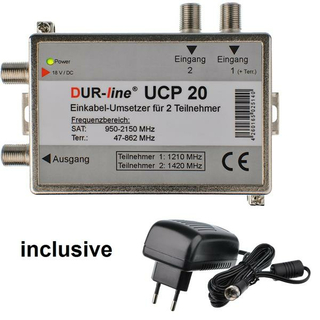 Dur-Line UCP 20 Einkabel-Lsung (2 Teilnehmer an einem Koaxkabel / Unicable MiniRouter / mit Netzteil)