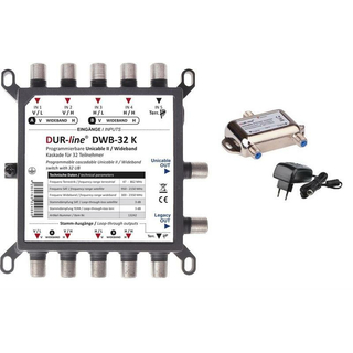 Dur-Line DWB-32 K Wideband/Breitband-LNB Unicable 2 / JESS Multischalter (1x32 / 2x16 Umsetzungen oder 32 Transponder programmierbar)