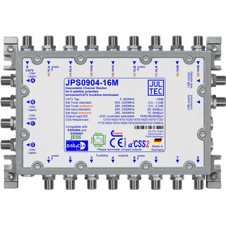 Jultec JPS0904-16M (Gen 2) JESS EN50607 Einkabelumsetzer fr 2 Satelliten (4x16 UBs/IDs/Umsetzungen- aCSS2 Technologie)