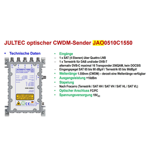 Jultec JAO0501C1550 Glasfasersender (Koax-nach-Optik-Wandler, 1550nm)