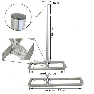 Dachsparrenhalterung (60mm Mastdurchmesser/ 1m Lnge / variabel 52-90cm / Auf- und Unterdachhalterung)