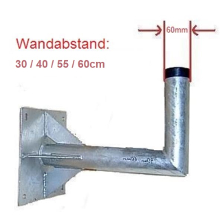 Wandhalter 30/40/55/60cm Wandabstand (60mm Mastdurchmesser für z.B. Wavefrontier T90)