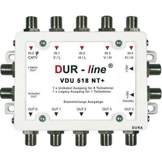 DUR-LINE VDU 518 NT+ (5/1x8) - UNIKABEL digitales Einkabel-System für 8x Unikabel Receiver auf 1x Strang (kaskadierbar/erweiterbar)