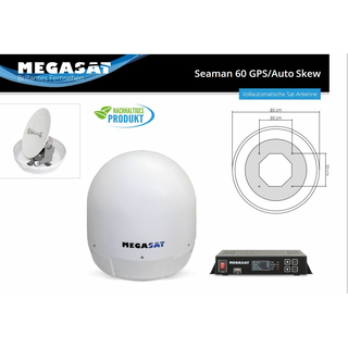MEGASAT Seaman 60 GPS (Auto-Skew - 3 Teilnehmer/ Anschlsse) Sat-Empfangsanlage mit automatischem Positionierer (automatisch nachfhrend in Fahrt/Bewegung)