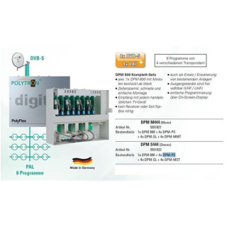 Kopfstation POLYTRON PolyFlex DPM-M444 Mono fr 8 Programme (DVB-S Umsetzung QPSK / PAL)