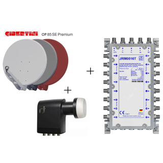 Ökö-Energie-Spar Satanlage für 16 Teilnehmer (Gibertini OP 85 SE Antenne + Multischalter JULTEC JRM0516T + Polytron Quattro LNB)