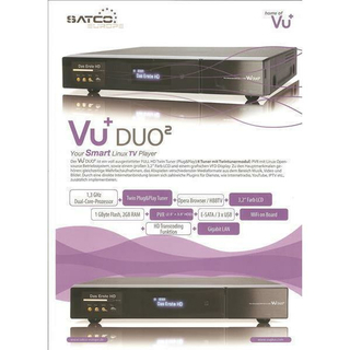 VU+ Duo2 Twin Linux HDTV Receiver 1x DVB-S2 Single-Tuner + 1x DVB-C/T Single-Tuner 2000GB Festplatte