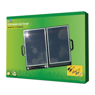 Solarpanel Ladegerät 12V/13W (faltbar im Transportkoffer mit verschiedenen Anschlusskabeln)