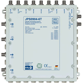 Jultec JPS0904-6TN Unicable-Multischalter (2 Satelliten - 4 Ausgänge mit je 6 Umsetzungen) mit Netzteil JNT19-800