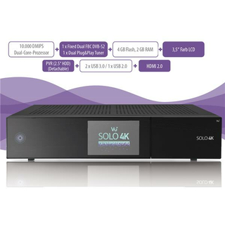 VU+ Solo 4K UHDTV Receiver mit 4x DVB-S2 Tuner (2x DVB-S2 FBC + 1x DVB-S2 Dual/Twin Tuner)