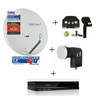 DiSEqC SAT Drehanlage mit Digitalreceiver Smart Zappix HD-Plus + Dur-Line 85/90 Select Antenne + PremiumX DiSEqC Motor + Inverto Black Premium Single-LNB