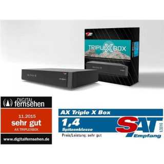 AX TriplexBox HD E2 Linux Receiver mit 2x DVB-S2 + 1x DVB-C/T2 Tuner 2000GB 2.5" Festplatte