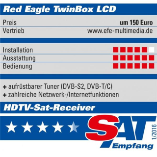 Red Eagle TwinBox LCD Full HD Linux E2 Receiver (1x DVB-S2 Tuner fest/ 1x Tuner modular)