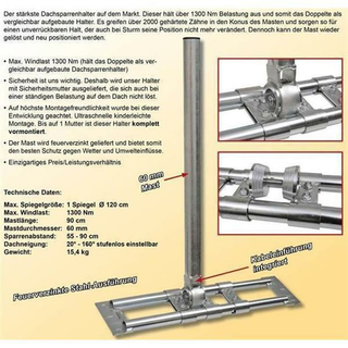 Dachsparrenhalter HERKULES S60/900XXL (60mm Durchmesser / 90cm Lnge)