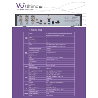 VU+ Ultimo 4K 1x DVB-S2/S2X FBC Frontend + 1x DVB-C FBC Frontend + 1x DVB-C/T2 Single Tuner