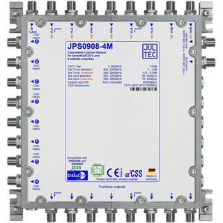 Jultec JPS0908-4T/M Unicable EN50494 Einkabelumsetzer für 2 Satelliten (8x4 UBs/IDs/Umsetzungen)
