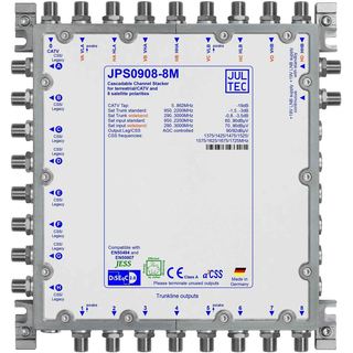 Jultec JPS0908-8T/M Unicable EN50494 Einkabelumsetzer für 2 Satelliten (8x8 UBs/IDs/Umsetzungen)