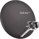 Astra/ Hotbird Satanlage für 12 Teilnehmer (Dur-Line 85/90 Select Antenne + Dur-Line Multifeedhalterung 2-fach + 2x Polytron Quattro-LNB + Jultec JRM0912T Multischalter 9/12)