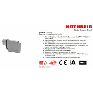 Kathrein UAS 582 Breitband-LNB (Wideband / Whole Band - für z.B. Jultec a²CSS Technologie)