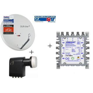 Ökö-Energie-Spar Satanlage für 8 Teilnehmer (Dur-Line 75/80 Select rot + Multischalter JULTEC JRM0508T + Polytron Quattro LNB)