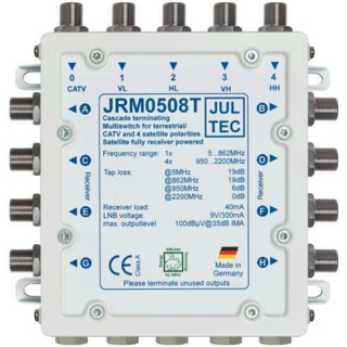 k-Energie-Spar Satanlage fr 8 Teilnehmer (Gibertini OP 85 SE Antenne rot + Multischalter JULTEC JRM0508T + Polytron Quattro LNB)