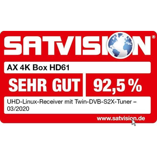 AX 4K-Box HD61 (UHD / 2160p) Linux E² Receiver mit DVB-S2 / DVB-S2X / DVB-C / DVB-T2 HEVC H.265)