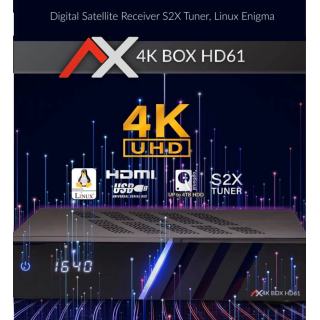 AX 4K-Box HD61 (UHD / 2160p) Linux E Receiver mit DVB-S2 / DVB-S2X / DVB-C / DVB-T2 HEVC H.265)