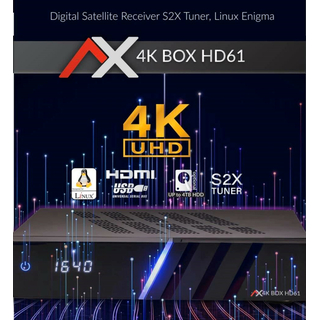 AX 4K-Box HD61 (UHD / 2160p) Linux E² Receiver mit 1x DVB-S2X + 1x DVB-C/T2 Tuner (h.265)