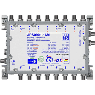 Jultec JPS0901-16M (Gen 2) JESS EN50607 Einkabelumsetzer fr 2 Satelliten (1x16 UBs/IDs/Umsetzungen- aCSS2 Technologie)