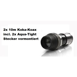 20m Koaxkabel Hirschmann KOKA 799 B mit vorkonfektioniertem+wasserdichtem F-Kompressionsstecker von PPC (Voll-Kupfer / UV-bestndig) - 2x 10m (2 Stecker vormontiert)