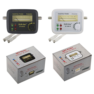 Dur-Line SF-2450 B/W Satfinder Zeigermessgerät mit Anzeige für 22 KHz DiSEq & 14/18 Volt-Anzeige (Low-Highband)