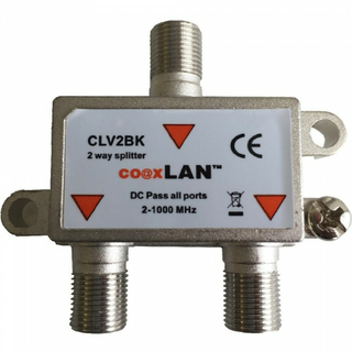 co@xLAN 2-fach Verteiler CLV2BK (2-1000MHz / DC-fnig in beide Richtungen / Fernspeise-tauglich fr Remote-Stromversorgung)
