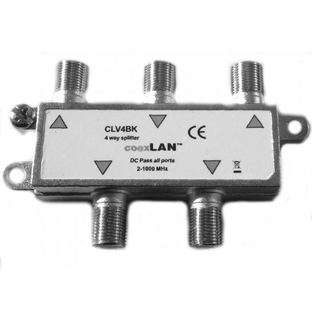 co@xLAN 4-fach Verteiler CLV4BK (2-1000MHz / DC-fnig in beide Richtungen / Fernspeise-tauglich fr Remote-Stromversorgung)