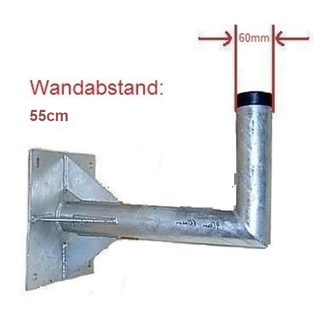 Wandhalter 55cm Wandabstand (60mm Mastdurchmesser für z.B. Wavefrontier T90)