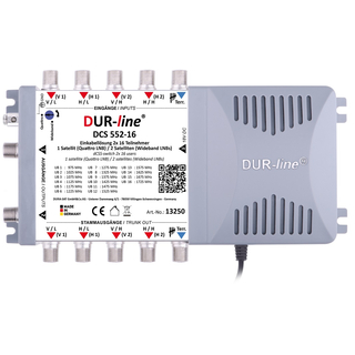 Dur-Line DCS 552-16 Unicable 2 / JESS Multischalter (2x16 UBs/Umsetzungen - für Quattro-LNB oder Breitband-LNB Betrieb für 1/2 Satelliten)