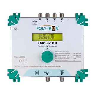 Polytron TSM 32 HD SAT-Konverter, 4 Eingänge umgesetzt in bis zu 32 Transponder