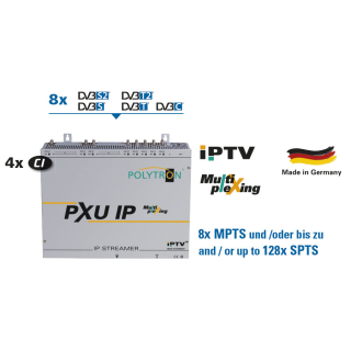 Polytron PXU 848 IP Multiplexing-IP-Streamer (8x DVB-S/S2/C/T/T2 Transponder in 8x MPTS und/oder 128x SPTS) mit 4 CI-Schnittstellen