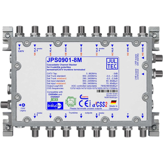 Jultec JPS0901-8T/M (Gen 2) Unicable EN50494 Einkabelumsetzer für 2 Satelliten (8 UBs/IDs/Umsetzungen- a²CSS2 Technologie)