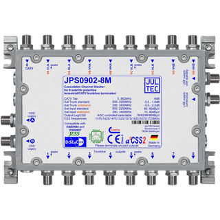 Jultec JPS0902-8T/M (Gen 2) Unicable EN50494 Einkabelumsetzer für 2 Satelliten (2x8 UBs/IDs/Umsetzungen- a²CSS2 Technologie)