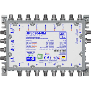 Jultec JPS0904-8M (Gen 2) Unicable EN50494 Einkabelumsetzer für 2 Satelliten (4x8 UBs/IDs/Umsetzungen- a²CSS2 Technologie)