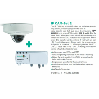 Polytron IP CAM-Set 1+2 IP-Kamera incl. HDI 2 multi - 2x IP in 2x DVB-C oder DVB-T Modulator (QAM / COFDM)