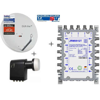 Ökö-Energie-Spar Satanlage für 12 Teilnehmer (Dur-Line 75/80 Select hellgrau + Multischalter JULTEC JRM0512T + Polytron Quattro LNB)