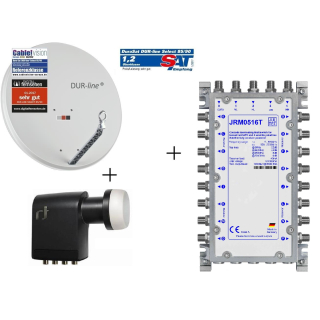 Ökö-Energie-Spar Satanlage für 16 Teilnehmer (Dur-Line 75/80 Select anthrazit + Multischalter JULTEC JRM0516T + Polytron Quattro LNB)