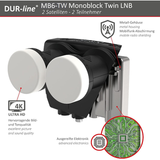 Dur-Line MB6-TW Monoblock Twin LNB (2 Teilnehmer/ 6 Grad)