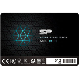 Silicon Power A55 SSD interne Festplatte 500GB (0,5TB), 2.5 Zoll, SATA III 3D NAND SLC Cache Performance Boost