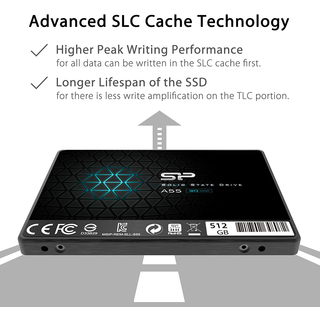 Silicon Power A55 SSD interne Festplatte 500GB (0,5TB), 2.5 Zoll, SATA III 3D NAND SLC Cache Performance Boost