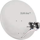 Astra/ Hotbird Satanlage für 8 Teilnehmer (Dur-Line 85/90 Select Antenne hellgrau + Dur-Line Multifeedhalterung 2-fach + 2x Inverto Quattro-LNB + EMP Multischalter 9/8)